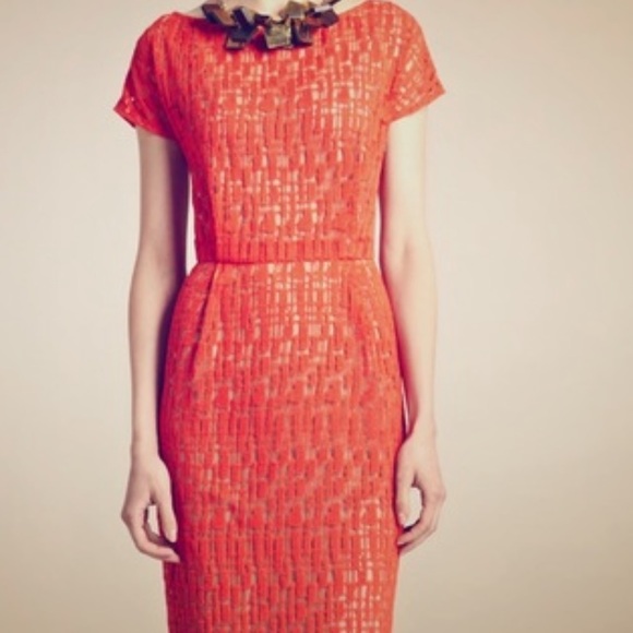 Gorgeous Dark Orange Silk Designer Dress - Picture 1 of 3